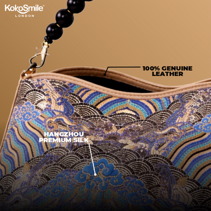 Hangzhou Silk Leather Pearl Handle Handbag for Women
