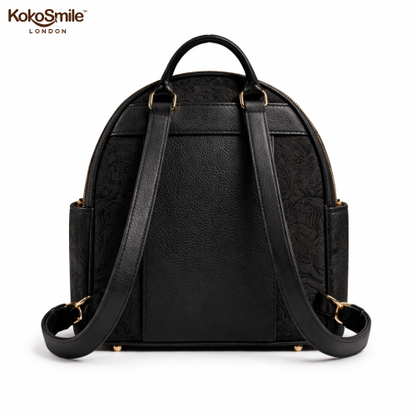 Royal Black Hangzhou Silk Leather Mini Backpack