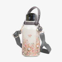 Daisy Bloom Floral Print Insulated Thermal Flask with strap 1200ml