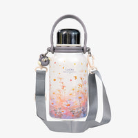 Daisy Bloom Floral Print Insulated Thermal Flask with strap 1200ml
