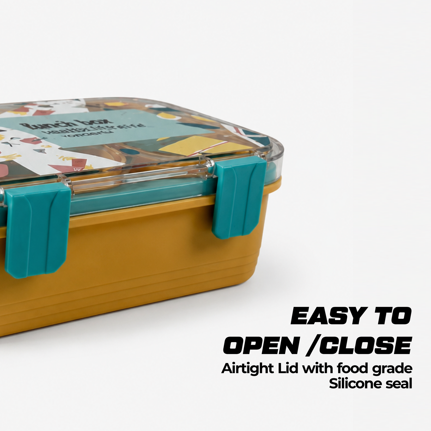Cat Theme Plastic Bento Lunch Box with 3 compartments for Kids – 800ml