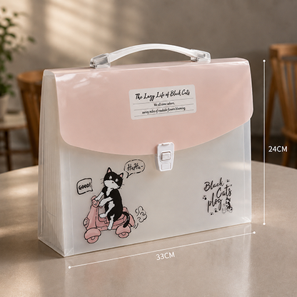 Portable Accordion File Organizer with Handle & Pockets