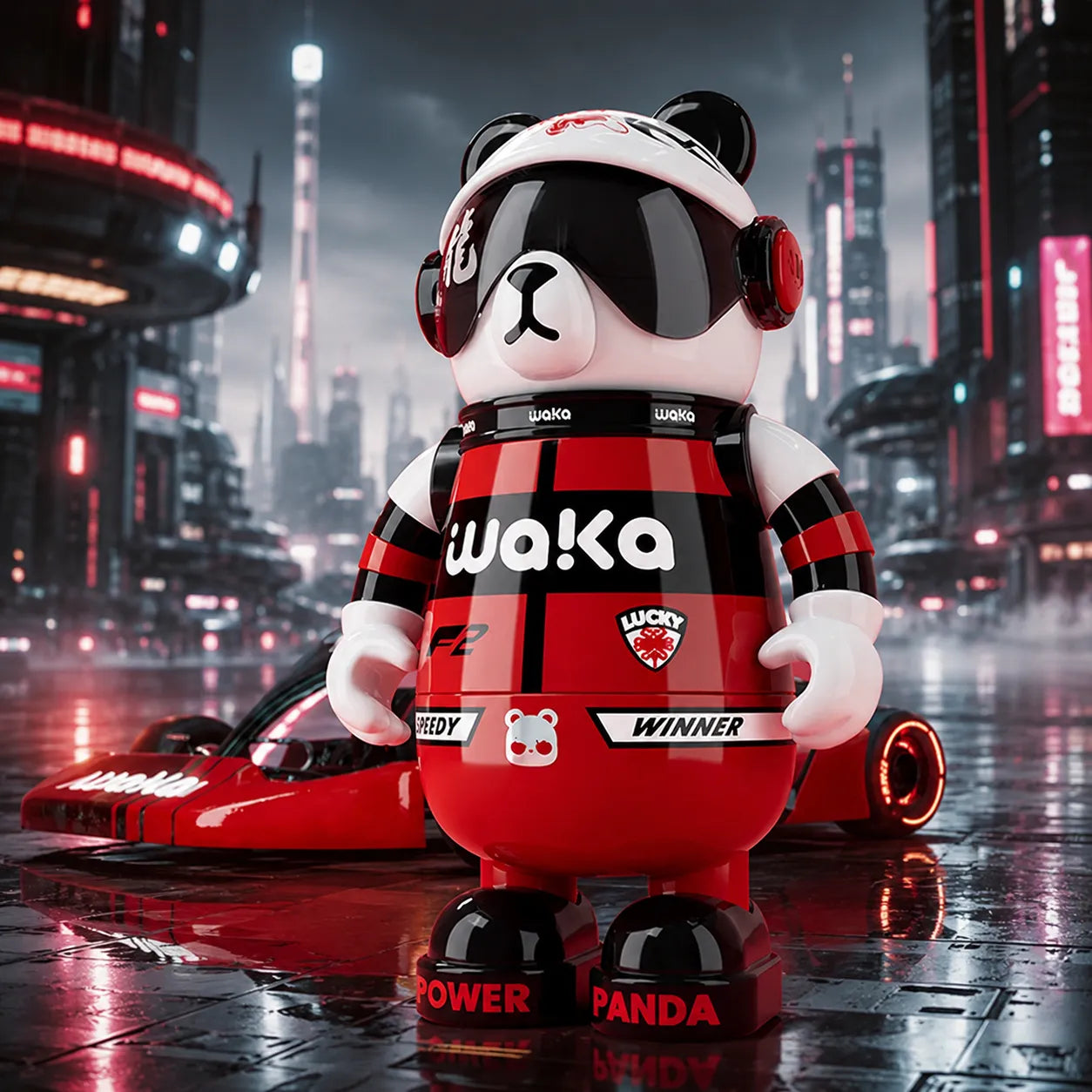Waka Snowboarder Panda Insulated Water Bottle with Strap - 530ml