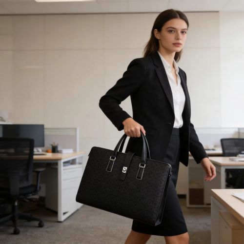 Premium Patterned PU Leather Laptop Briefcase for Professionals