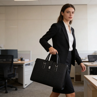 Premium Patterned PU Leather Laptop Briefcase for Professionals