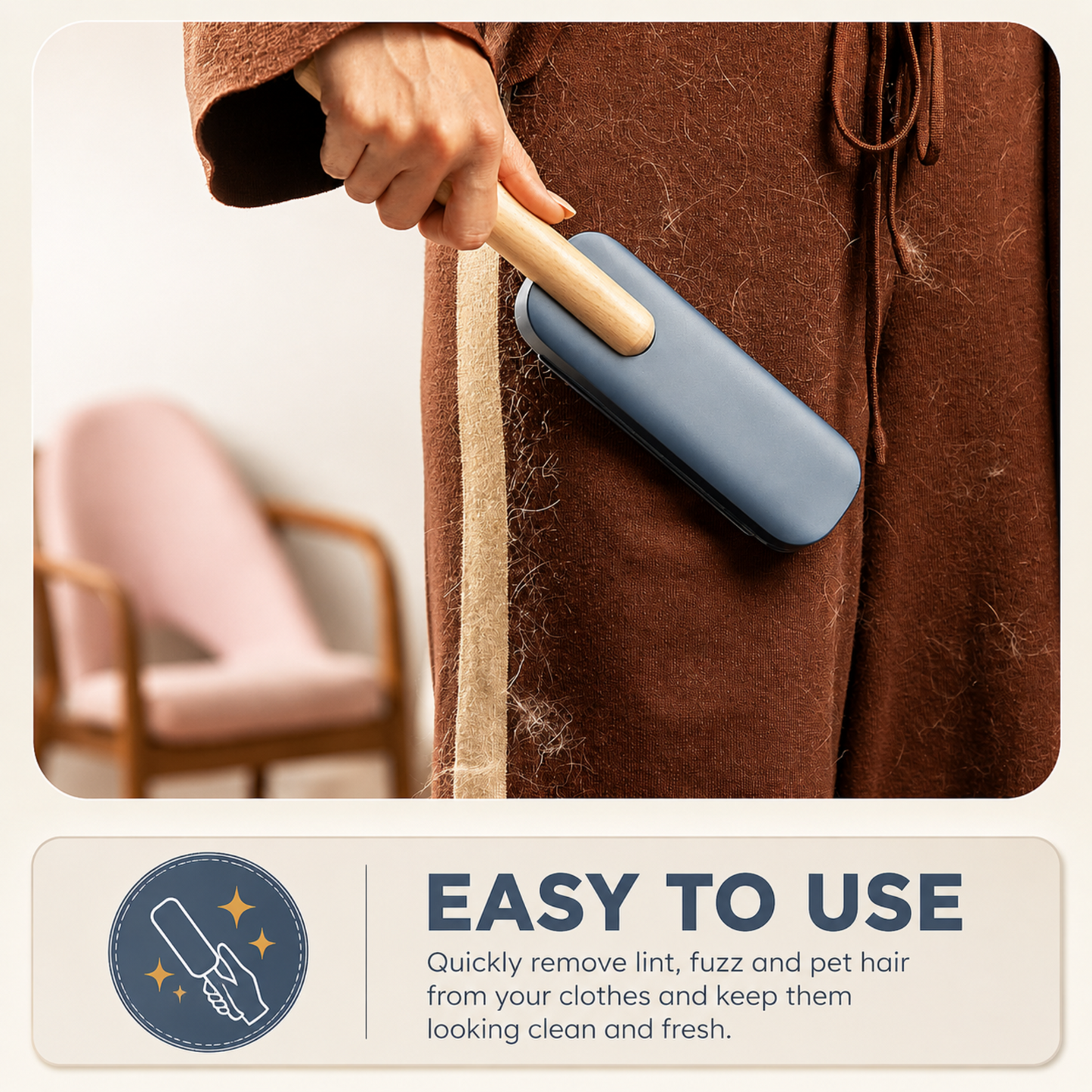 HOMX Beechwood Soft Bristle Dusting/Lint Brush | Premium Furniture Cleaner