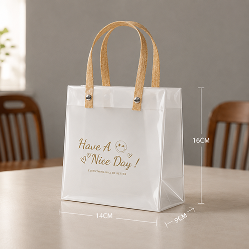 Frosted Transparent Gift Bags with Reusable Handles