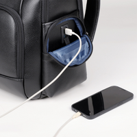 Luxury Anti-Theft Leather Laptop Backpack with USB Charging