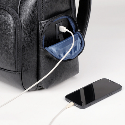 Luxury Anti-Theft Leather Laptop Backpack with USB Charging