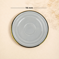 Light Grey with Gold Rim Ceramic Mug & Saucer Set – Set of 6 (100ml each)
