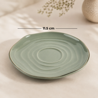 Luxury Sage Green Ceramic Mug & Saucer Set with Gold Rim - 6 Pcs (100ml each)