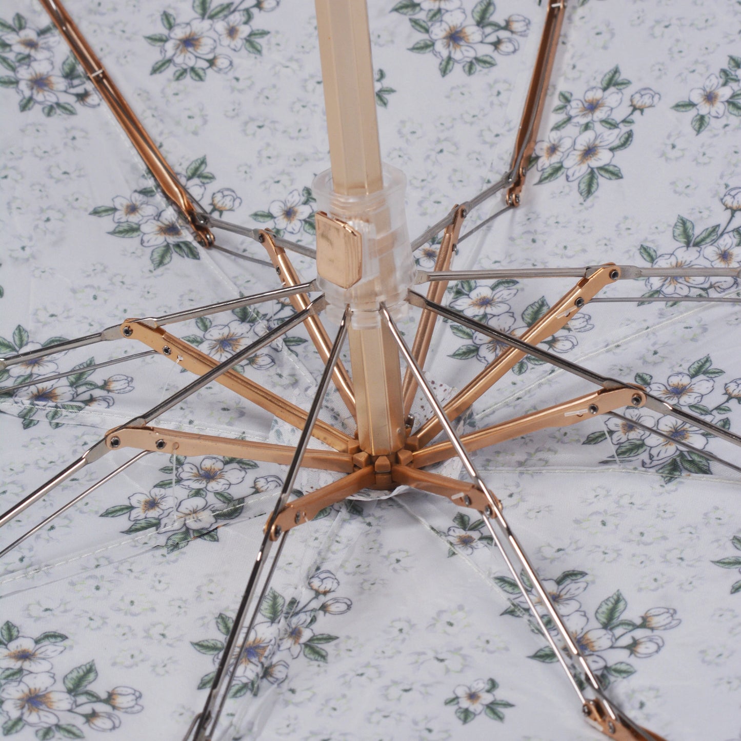 Floral Print UV Protection Umbrella with 10K Golden Rod Frame