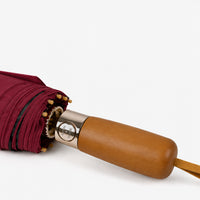 Luxury Windproof Folding Umbrella with Wooden Handle & UV Shield