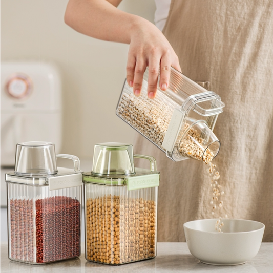 Dry Food Storage Container, BPA Free PET Storage Dispenser with Measuring Cup