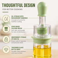 Leakproof Glass Oil Dispenser with Silicone Basting Brush (White)