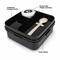 Panda Themed Plastic Lunch box with Spoon & Small Container – 1590ml