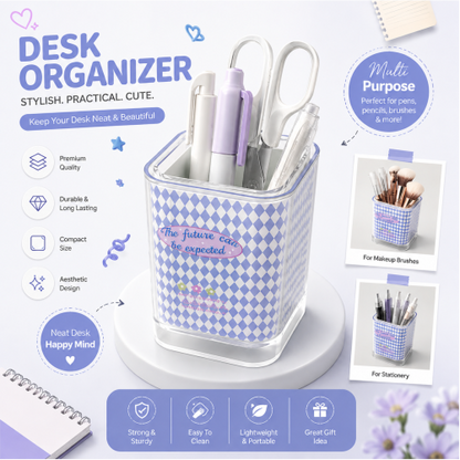 Aesthetic Desk Organizer for Pens & Makeup Brushes