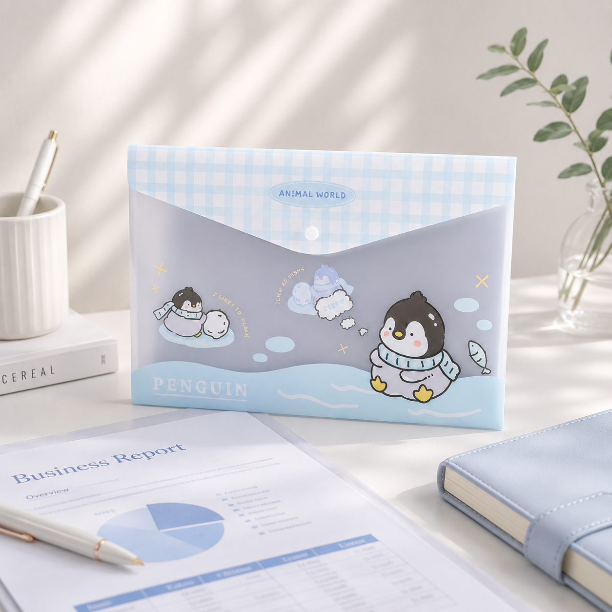Water-Resistant Snap Button Document File Folder