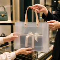 Premium Clear PVC Gift Bag with Wooden Handle for Gift Packaging