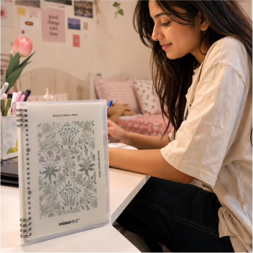 Retro Art Series Plant Spiral Study Planner Notebook.
