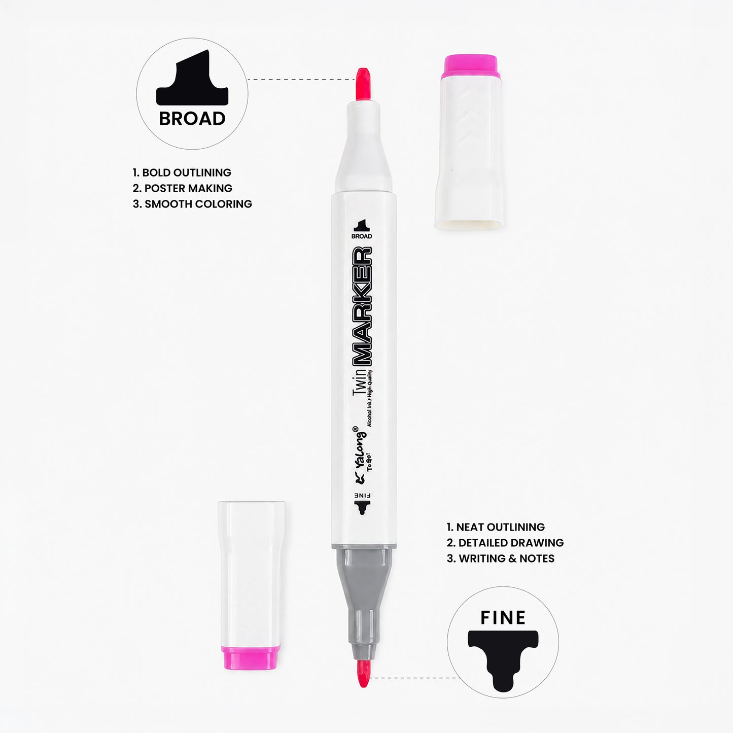 Yalong Dual Tip Sketch Marker Set for Drawing & Illustration - 48 Shades