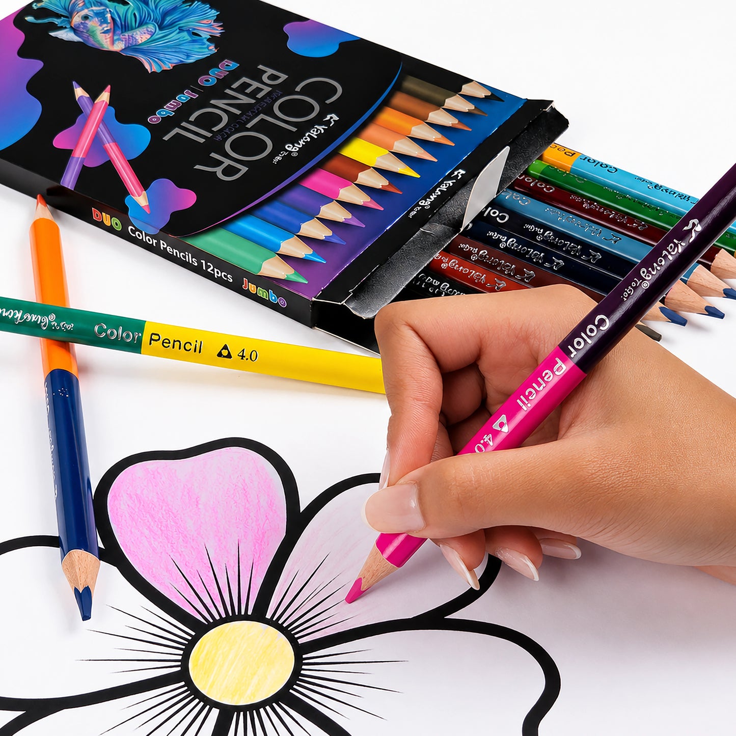 Yalong 24-Colours Double-sided Jumbo Colour Pencil Set for Kids