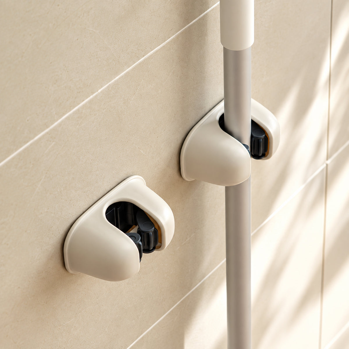Heavy-Duty Mop & Broom Holder - Wall Mount, Set of 2 (white)