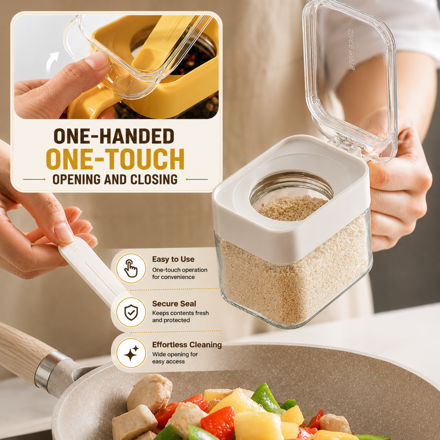 Heritage Glass Seasoning Jar with Integrated Spoon (300ml)