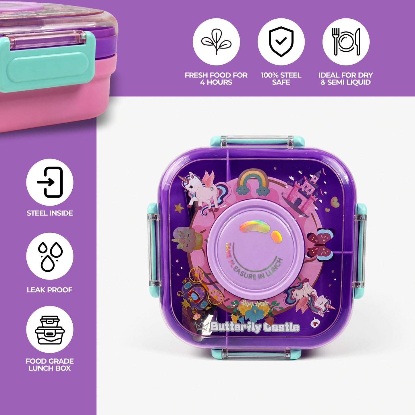 Kids Stainless Steel Lunch Box – Leakproof – 700ml