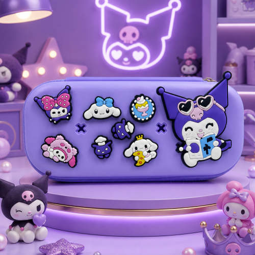 Premium Cartoon Pencil Box with Removable Toy Charms for Kids