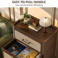 HOMX Rattan 4-Drawer Storage Cart – Rolling Organizer with Rounded Corners
