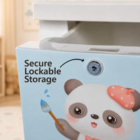 Kids Panda Storage Cabinet with Lockable Drawers & Wheels for Organization