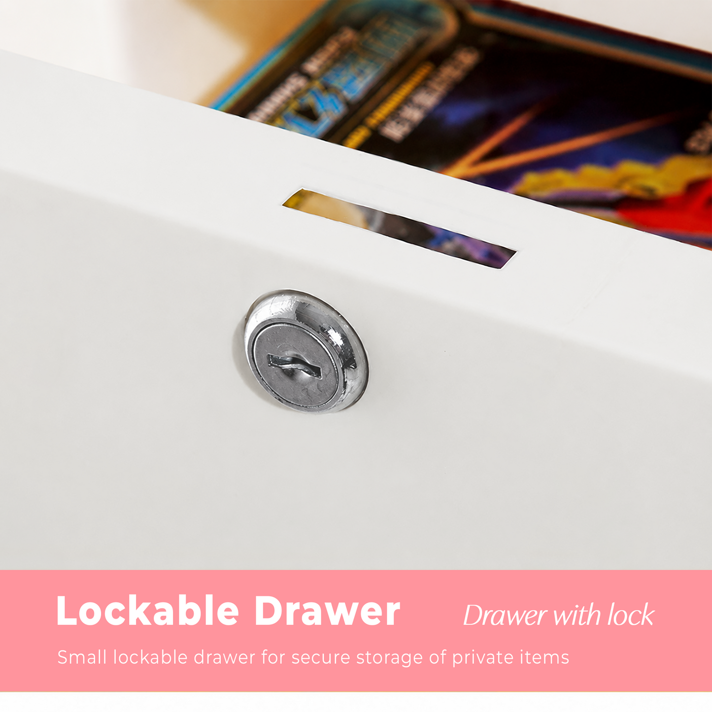 Cute Rabbit Kids PP Storage Cabinet with Lockable Drawers & Mobile Pulley