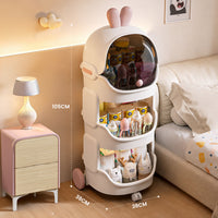Cute Rabbit Baby Storage Trolley with Dust-Proof Cover & Wheels