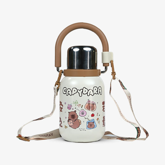 Cute Insulated Steel Flask/Bottle with Handle & Strap - 800ml