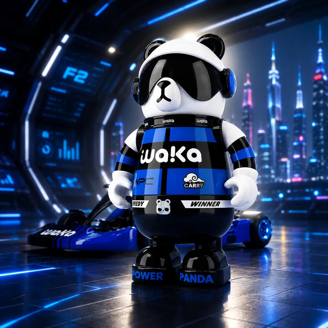 Waka Snowboarder Panda Insulated Water Bottle with Strap - 530ml