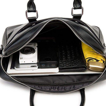 Premium Leather Laptop Bag for Men with Shoulder Strap & Organizer