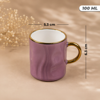 Elegant Purple Ceramic Mug & Saucer Set – Premium Set of 6 (100ml each)