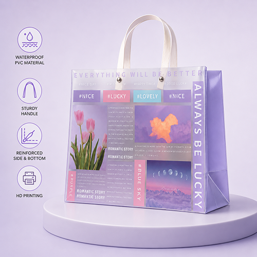 Romantic Story PVC Tote Gift Bag with Frosted Finish