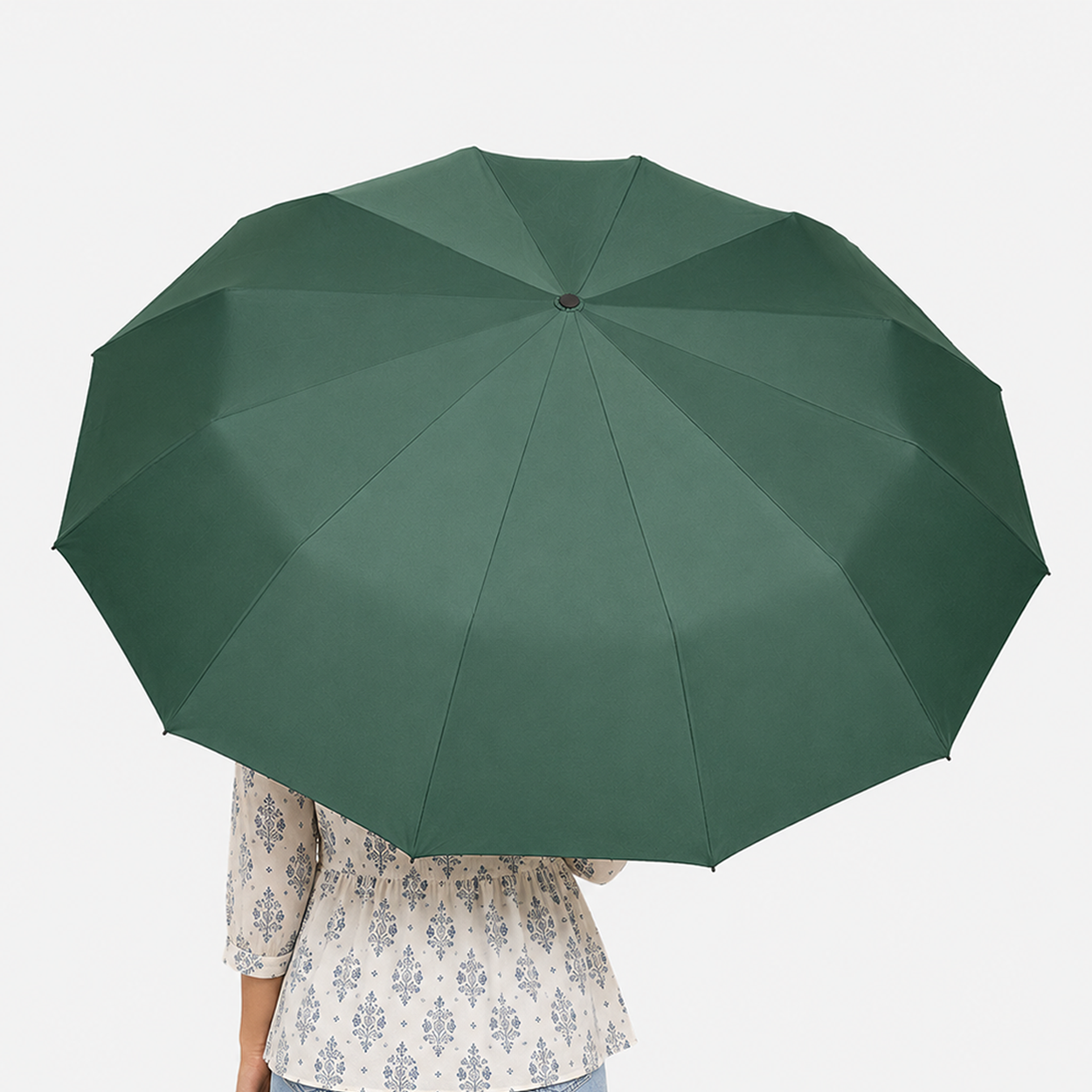Premium UV Protection Umbrella with 12K Fiber Ribs & Wooden Handle