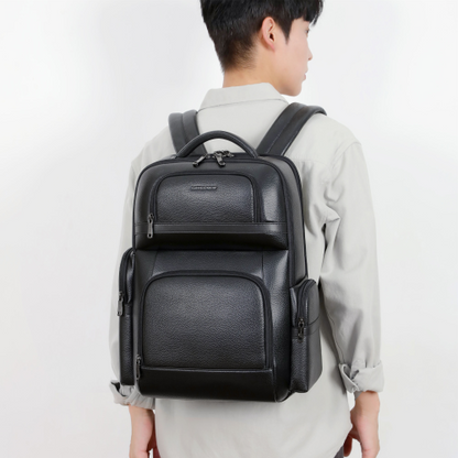 Luxury Anti-Theft Leather Laptop Backpack with USB Charging