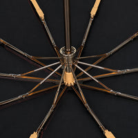Luxury Windproof Folding Umbrella with Wooden Handle & UV Shield