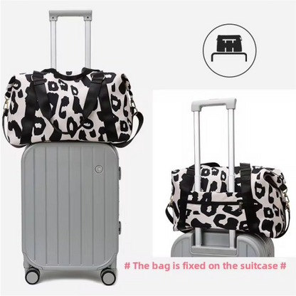 Animal Print Travel Duffel Bag with Trolley Sleeve