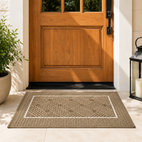 Soft Ferret Fleece Entryway Doormat with Modern Woven Pattern