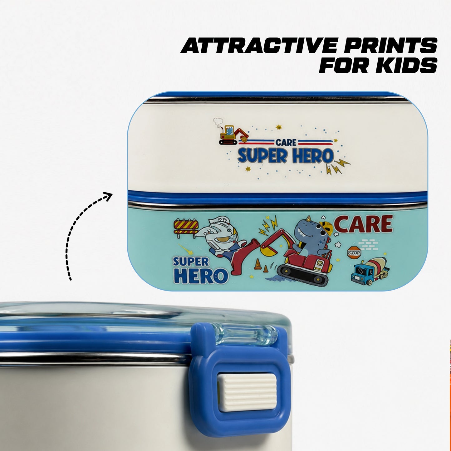 Double Decker Bento Lunch Box with 3 compartments for Kids – 710ml