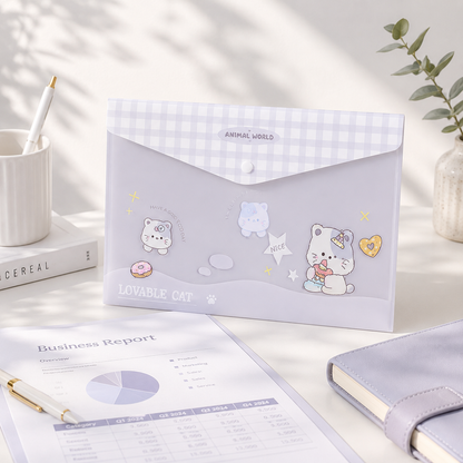 Water-Resistant Snap Button Document File Folder
