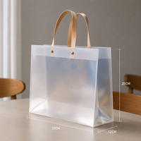 Premium Clear PVC Gift Bag with Wooden Handle for Gift Packaging