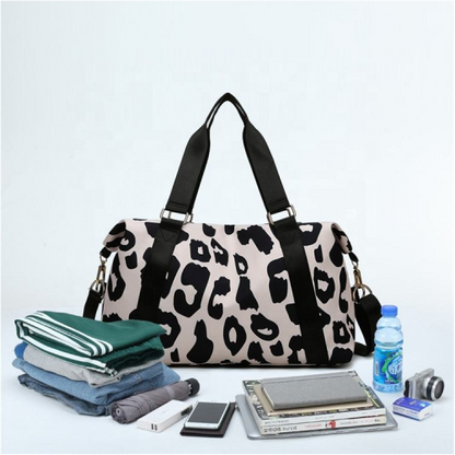 Animal Print Travel Duffel Bag with Trolley Sleeve