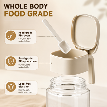 Spice Jar with Integrated Lid & Measuring Spoon.