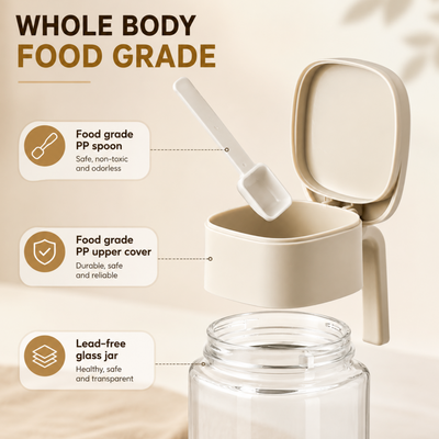 Spice Jar with Integrated Lid & Measuring Spoon.